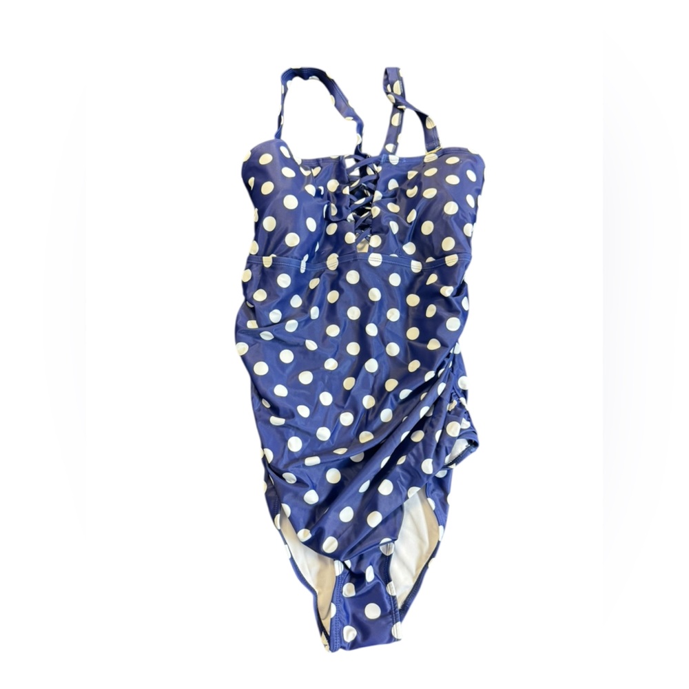 Younique Navy Blue Polka Dot One-Piece Swimsuit